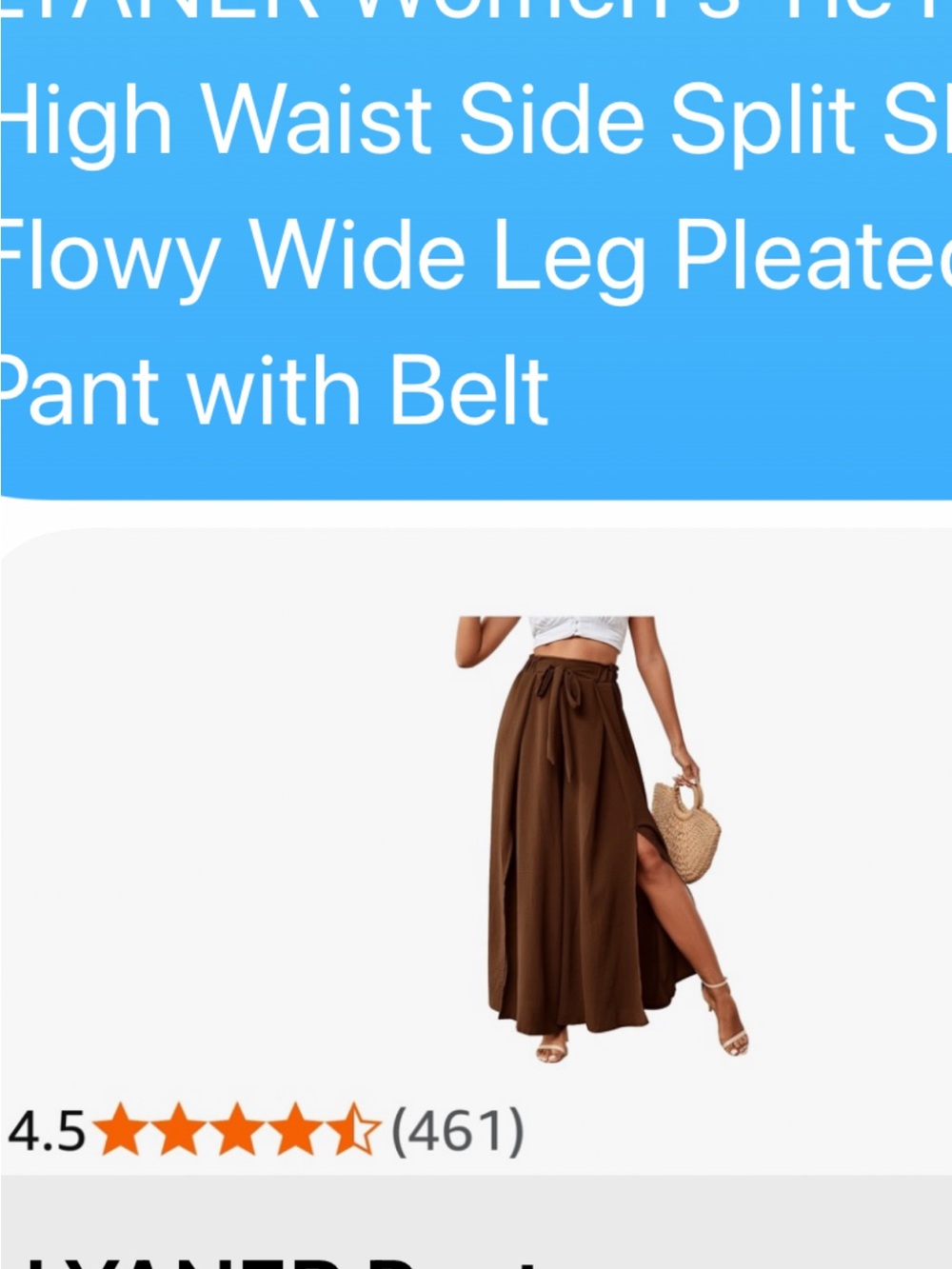 High-Waist Side Split Wide-Leg Pants - Brown